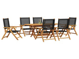 Garden Dining Set Folding 7 pcs Black Solid Acacia Wood 3375731