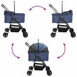 Folding Pet Stroller Adjustable Blue 81 x 47 x 99 cm Polyester 42012434