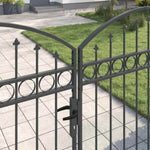 Fence gate with Lock Grey 300 x 150 cm Steel 42008935