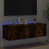 TV Wall Cabinet with LED Lights Smoked Oak 100x35x31 cm 837299