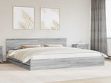 Bed Frame with Drawer Grey Sonoma 200 x 200 cm Engineer Wood 3410677