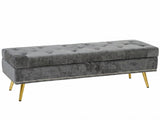Storage Ottoman, Chenille Upholstered Ottoman Storage Box with Padded Seat, Metal Legs, 114 x 41 x T3398P550316