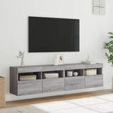 TV Wall Cabinets with LED Lights 2 pcs Grey Sonoma 80x30x40 cm 837208
