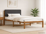 Bed Frame with Upholstered Headboard Natural and Dark Grey 904349