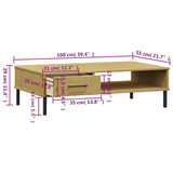 Coffee Table with Metal Legs Brown Solid Wood Pine OSLO 351036