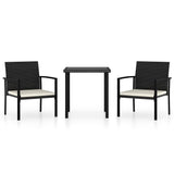 3 Piece Outdoor Dining Set Poly Rattan Black 3100407