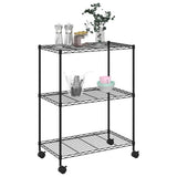 3-Tier Storage Rack with Wheels 60x35x81 cm Black 150 kg 324626