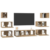 TV Cabinet Set Wall-mounted 8 pcs Artisan Oak Engineered Wood 3393155