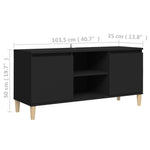 TV Cabinet with Solid Wood Legs Black 103.5x35x50 cm 805960