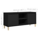 TV Cabinet with Solid Wood Legs Black 103.5x35x50 cm 805960