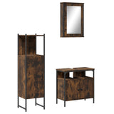 3 Piece Bathroom Furniture Set Smoked Oak Engineered Wood 3214817