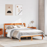 Bed Frame with Headboard without Mattress Wax Brown 135x190 cm 3306554