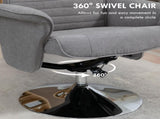 Swivel Recliner Chair with Footstool, Velvet Recliner Armchair with Ottoman, Steel Base, Upholstered T3398P423898