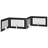 Dog Gate with Stands 4 pcs Black Oak 100 x 60 cm 892115