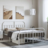 Metal Bed Frame without Mattress with Footboard White 135x190cm 353701