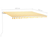 Manual Retractable Awning with Posts 4.5x3.5 m Yellow and White 3070038
