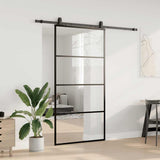 Sliding Door with Hardware Set Black 102.5x205 cm ESG Glass 3375940