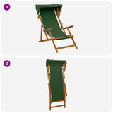 Deck Chair 2 pcs 3 Position Solid Eucalyptus Wood Green 3407812