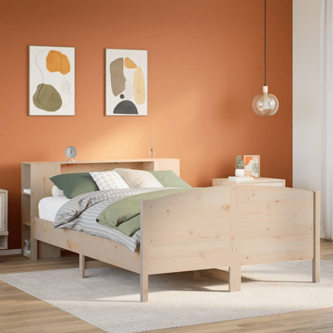 ZNTS Bookcase Bed without Mattress 135x190cm Solid Wood Pine 3323074