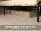 4.8ft Double Bed Frame with Industrial Wood Headboard, Steel Slat Support and 25.5cm Underbed T3398P328302