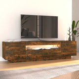 TV Cabinet with LED Lights Smoked Oak 160x35x40 cm 815726