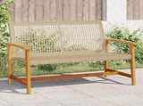 Garden Bench Beige 112 cm Poly Rattan and Acacia Wood 367600
