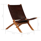 Folding Relaxing Chair Brown Real Leather 246363