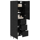 Highboard with Drawer 2 pcs Black oak Engineered Wood and Glass 3416222