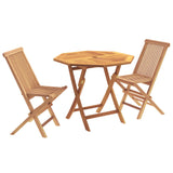 3 Piece Folding Garden Bistro Set Natural Solid Teak Wood 3434120
