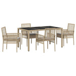 Garden Dining Set 5 pcs Beige Poly rattan 3334881