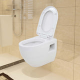 Wall-Hung Toilet with Concealed Cistern Ceramic White 275791