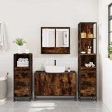 ZNTS 4 Piece Bathroom Furniture Set Smoked Oak Engineered Wood 3301282