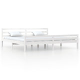 Bed Frame without Mattress White Solid Wood 180x200 cm Super King 814835