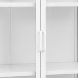 335884 Highboard White 80x35x135 cm Steel and Tempered Glass