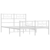 Metal Bed Frame without Mattress with Footboard White 135x190cm 355333