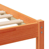 Bed Frame with Headboard Wax Brown 140 x 190 cm Solid Pine Wood 872238