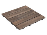 27 Pcs Solid Wood Interlocking Decking Tiles For Patio, Balcony, Roof Terrace, Hot Tub, Black, T3398P320027