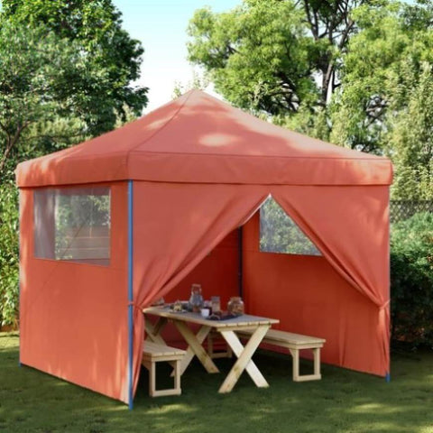 Foldable Party Tent Pop-Up with 4 Sidewalls Terracotta 4004933