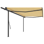 ZNTS Manual Retractable Awning with Posts 5x3 m Yellow and White 3070178