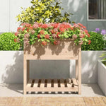 ZNTS Planter with Shelf 82.5x82.5x81 cm Solid Wood Pine 823794