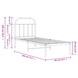 Metal Bed Frame without Mattress with Headboard White 75x190cm 353674