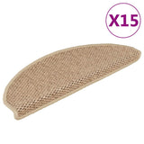 Stair Mats Self-adhesive Sisal-Look 15 pcs 65x21x4 cm Sand 326879