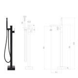 145096 Freestanding Bathtub Faucet Black Stainless Steel 90 cm