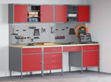 Work Cabinet with Drawer 10 pcs Red Engineered Wood and Steel 3321479