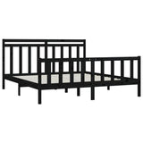 Bed Frame without Mattress Black Solid Wood Pine 200x200 cm 3107052