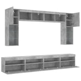 8 Piece TV Wall Cabinet Set with LED Lights Concrete Grey 3216767
