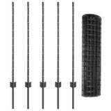 Welded Wire Fence 10 x 1 m PVC-Coated Steel Grey Mesh 3336081