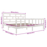 Bed Frame without Mattress White Solid Wood Pine Super King 3101364