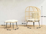 Garden Egg Chair with Footstool, Rattan Indoor Outdoor Lounge Chair and Ottoman Set with Thick T3398P552567