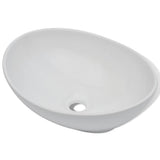 Bathroom Basin with Mixer Tap Ceramic Oval White 275497